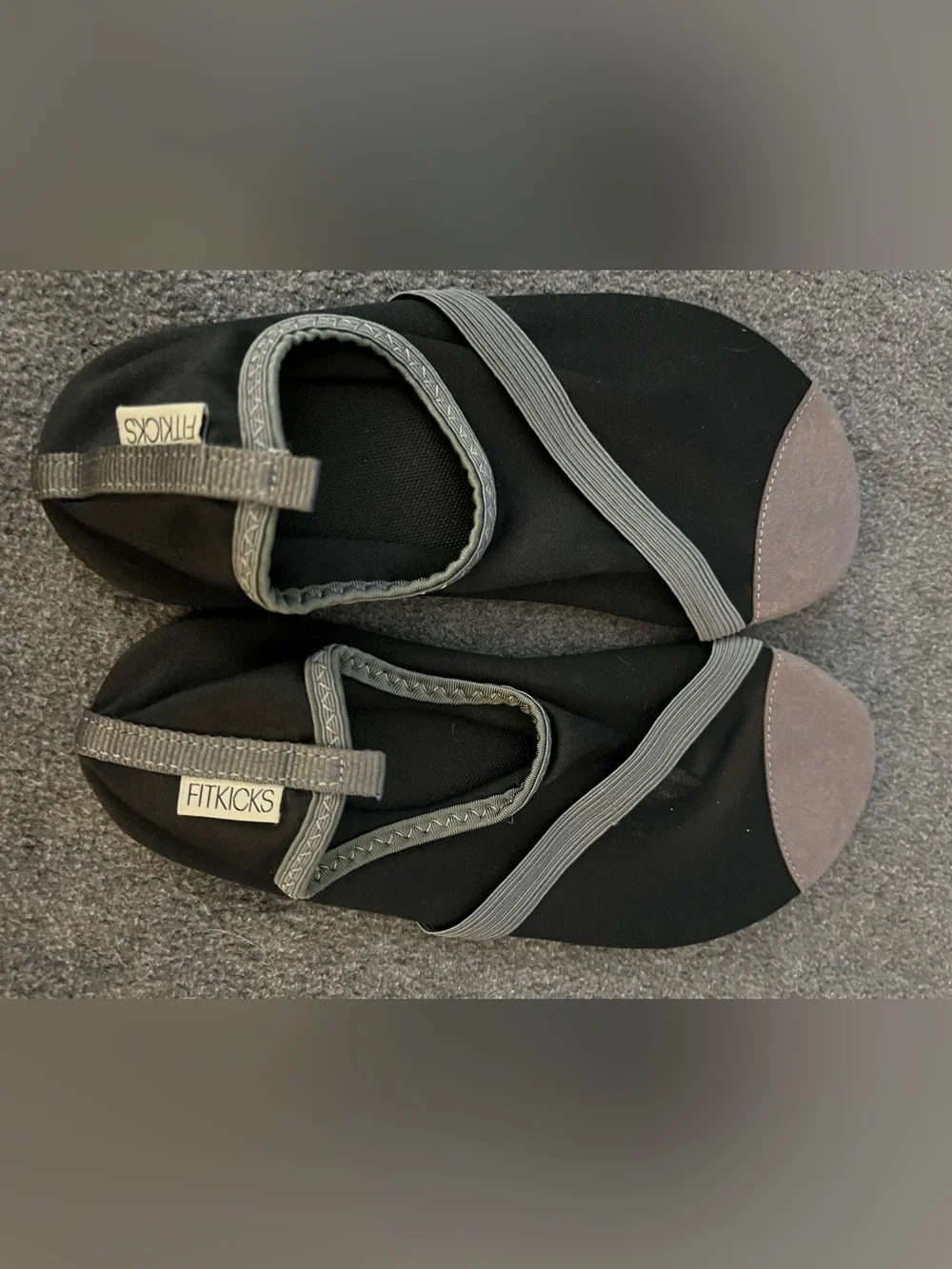 FitKicks Black and Gray Slip-On Athletic Shoes size medium